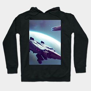 COMIC STYLE PURPLE ANDSILVER SPACESHIP Hoodie